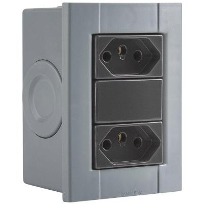 Conjunto de 2 Tomadas 2P+T Liz 10A 250V Brilhante Branco Tramontina