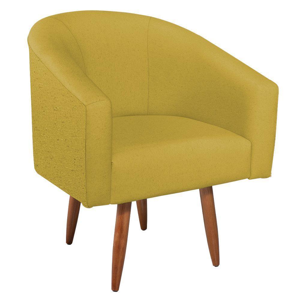 Kit Diva Recamier Heitor 185Cm Lado Direito E 02 Poltronas Luiza Suede - Amarena Móveis Amarelo - 4
