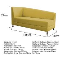 Kit Diva Recamier Heitor 185Cm Lado Direito E 02 Poltronas Luiza Suede - Amarena Móveis Amarelo - 3