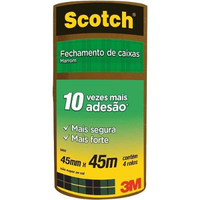 Fita Adesiva Scotch 3M HB004031207 45MM X 45M 4 Rolos Marrom