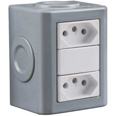 Conjunto de 2 Tomadas 2P+T Lizflex 20A 250V Brilhante Branco Tramontina