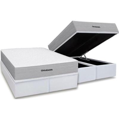 Cama Box Baú Queen Costa Rica Plenno Molas Ensacadas Courino Branco Ortobom