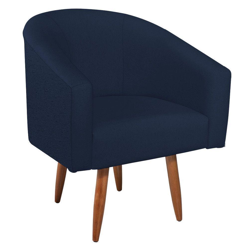 Kit Diva Recamier Heitor 185Cm Lado Direito E 02 Poltronas Luiza Suede - Amarena Móveis Azul Marinho - 4