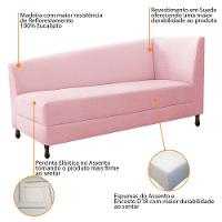 Kit Diva Recamier Heitor 160Cm Lado Esquerdo E 02 Poltronas Luiza Suede - Amarena Móveis Rosa Bebê - 3