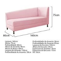 Kit Diva Recamier Heitor 160Cm Lado Esquerdo E 02 Poltronas Luiza Suede - Amarena Móveis Rosa Bebê - 5