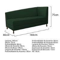 Kit Diva Recamier Heitor 160Cm Lado Esquerdo E 02 Poltronas Luiza Suede - Amarena Móveis Verde - 5
