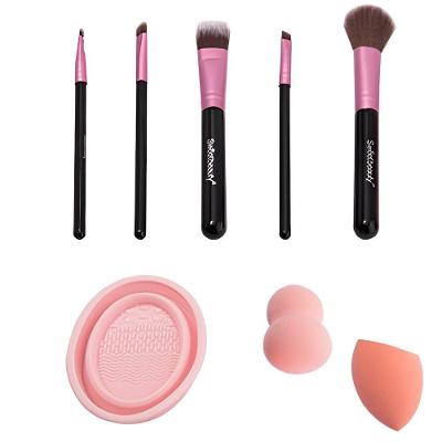 Kit de Maquiagem CB5308 com 7 Peças Esponja e Limpador Platina