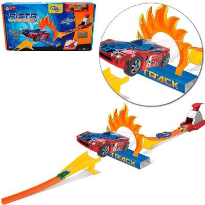 Pista de Corrida Fire Wheel WB12259 Loop 360 graus  com Lançador 10 Peças Well Kids