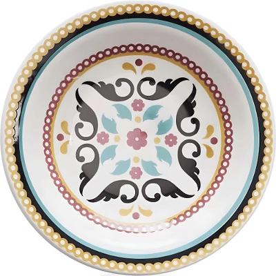 Prato Fundo Floreal Luiza 23cm Cerâmica Floral Branco Oxford