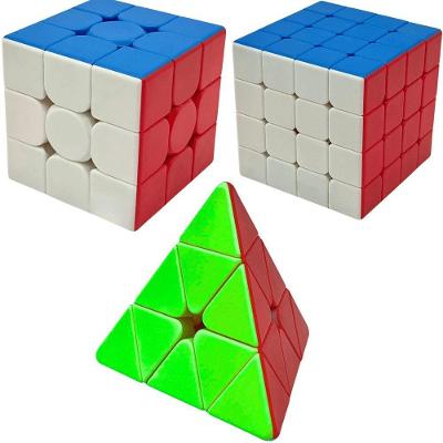 Kit Cubos Mágicos GDR1909 3x3 4x4 e Pyramix 3 Peças Golden Rio