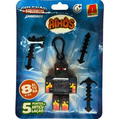 Boneco Articulado Chaveiro Athos Streamers 8cm Preto Algazarra Brinquedos