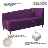 Kit Diva Recamier Heitor 160Cm Lado Esquerdo E 02 Poltronas Luiza Suede - Amarena Móveis Roxo - 3