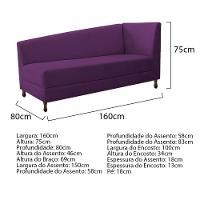 Kit Diva Recamier Heitor 160Cm Lado Esquerdo E 02 Poltronas Luiza Suede - Amarena Móveis Roxo - 5