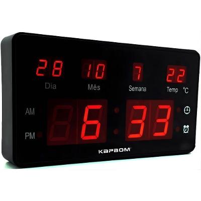 Relógio Digital de Mesa LCD KA-7037 Display LCD Preto Kapbom
