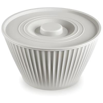 Tigela Redonda com Tampa 4,25L Plástico Cozinha Cinza Claro Usual Plastic Utilidades