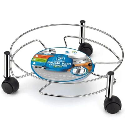 Suporte para Botijão de Gás Cromado Especial com Rodízios Inox Arthi