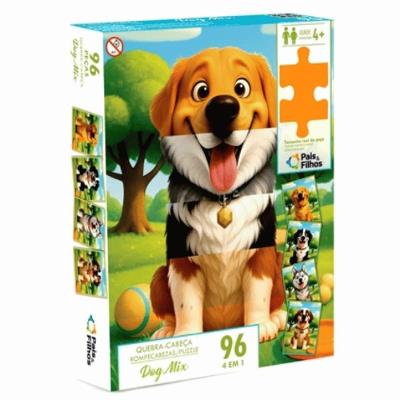 Quebra-cabeça Dog Mix 96 com 4 Puzzles Intercambiáveis Pais & Filhos