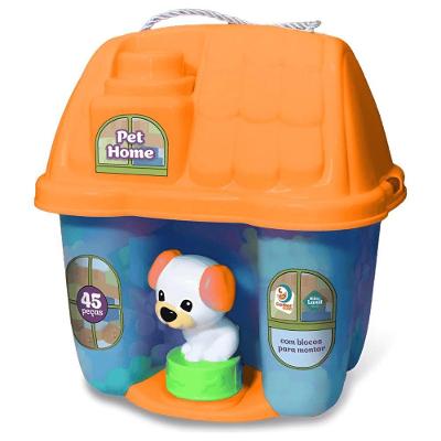 Blocos de Montar Pet Home Baby Land 44 Peças e Pet Azul Cardoso Toys