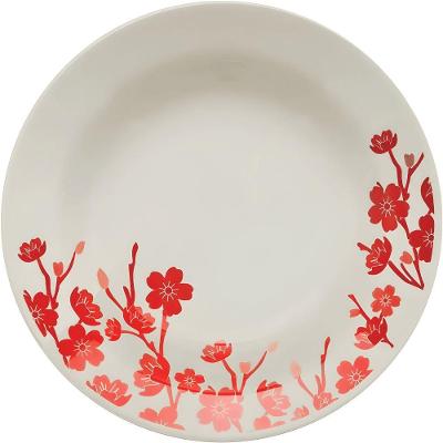 Prato Fundo Jardim Oriental 21,5cm Cerâmica Estampado Branco Biona