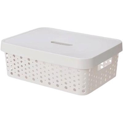 Cesto com Tampa 20L Plástico Organizador Multiuso Branco Usual Plastic