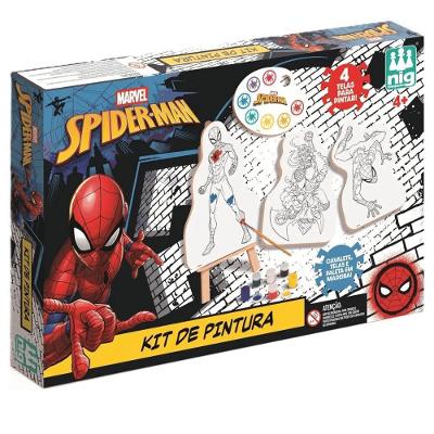 Kit de Pintura Spider Man Marvel 13 Peças com Cavalete Vermelho Nig Brinquedos