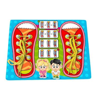 Brinquedo Educativo Aprenda Brincando Amarrar o Tênis Madeira DM Toys