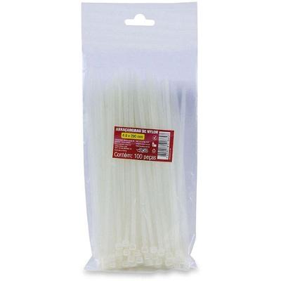 Abraçadeira de Nylon Branca 4,88x200mm Pacote 100 Unidades Forceline