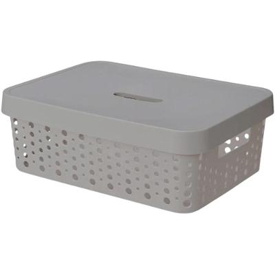 Cesto com Tampa 20L Plástico Cinza Organização Compacta Usual Plastic