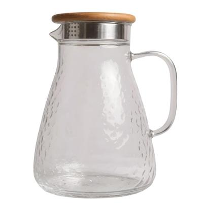 Jarra Peônia 1,8L Vidro Borossilicato Tampa Bambu Aço Inox Transparente Flux
