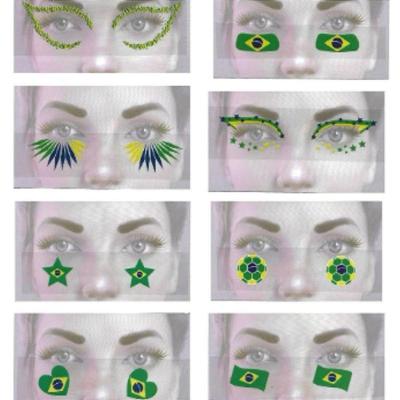 Adesivo Facial Copa do Mundo Brasil com 12 Unidades