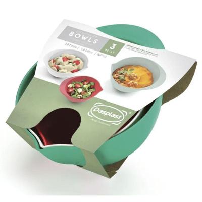 Kit 3 Bowls Multiusos em Plástico PP para Cozinha Cores Sortidas Dasplast