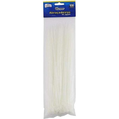 Abraçadeira de Nylon Branca 3,6 X 250mm Pacote com 100 Unidades Western