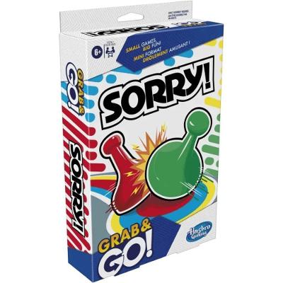 Jogo de Tabuleiro Sorry! Grab & Go Versão Compacta Portátil Hasbro
