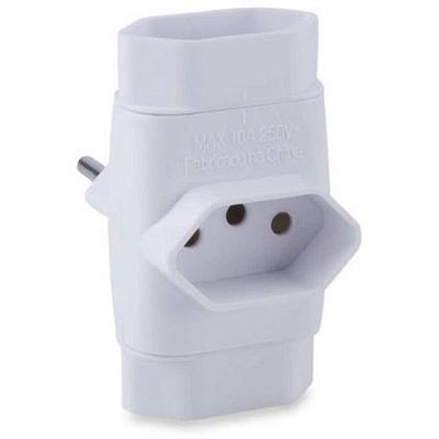 Adaptador de Tomada Multiplicador Tripolar Bivolt 3 Saídas Branco Forceline