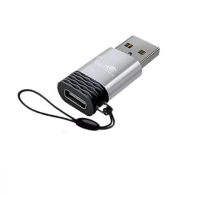 Adaptador USB Tipo-C Fêmea para USB 2.0 EL-3116 Prata Eletromex