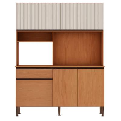 Armário de Cozinha Compacto Marina 6 Portas 1 Gaveta MDF Freijó e Branco