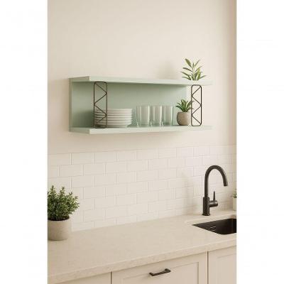 Armário de Cozinha Aéreo Iluminata 80CM Nicho Aberto MDF Verde Mint