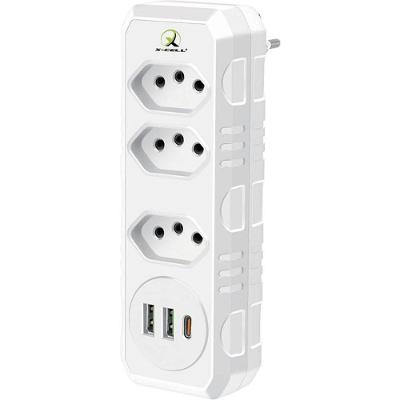 Adaptador de Tomada XC-FL-09 3 Saídas 2P+T 10A 2500W USB-C Bivolt 2 Flex
