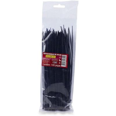 Abraçadeira de Nylon Preta 2,5x200mm Pacote com 100 Forceline