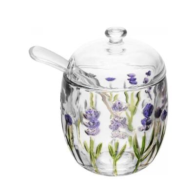 Açucareiro de Cristal Lavanda Hand Painting com Colher 180ML Lyor