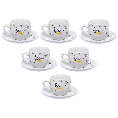 Xícara para Café com Pires Porcelana Honey 90ML 12 Peças Branco Western