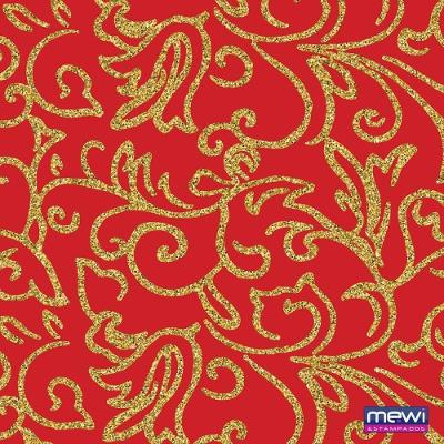 TNT Estampado Arabesco Glitter 1,40M X 25M Vermelho Mewi