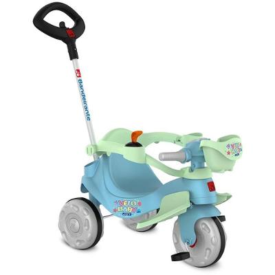 Triciclo Joy Passeio e Pedal Haste Direcionável Azul Velobaby