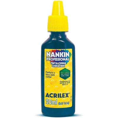 Tinta Nanquim Azul Turquesa 20ML Bico Aplicador Acrilex