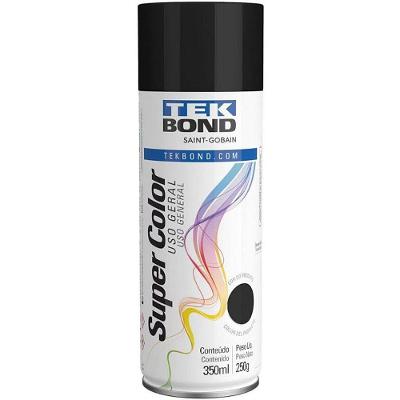 Tinta Spray Preto Brilhante 350ML-250G Acabamento Intenso Tekbond