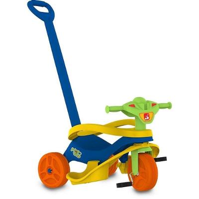 Triciclo Mototico Passeio e Pedal com Haste Azul Brinquedos Bandeirante