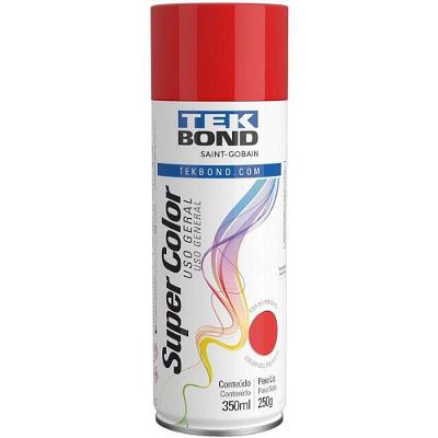 Tinta Spray Vermelho 350ML-250G Acabamento Uniforme Tekbond