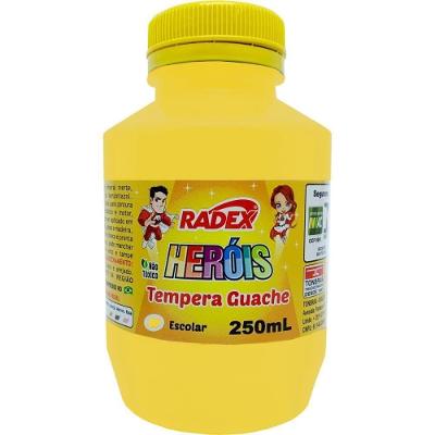 Tinta Guache Amarelo 250ML à Base de Água Radex