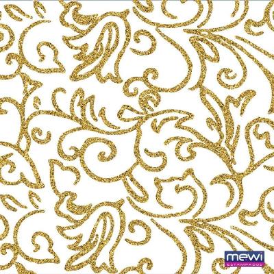 TNT Estampado Arabesco Glitter Polipropileno 1,40M 40G Branco Mewi
