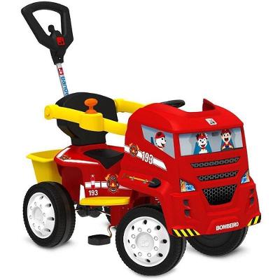 Veículo a Pedal Caminhão Bombeiro 2 em 1 LED Vermelho Bandeirante